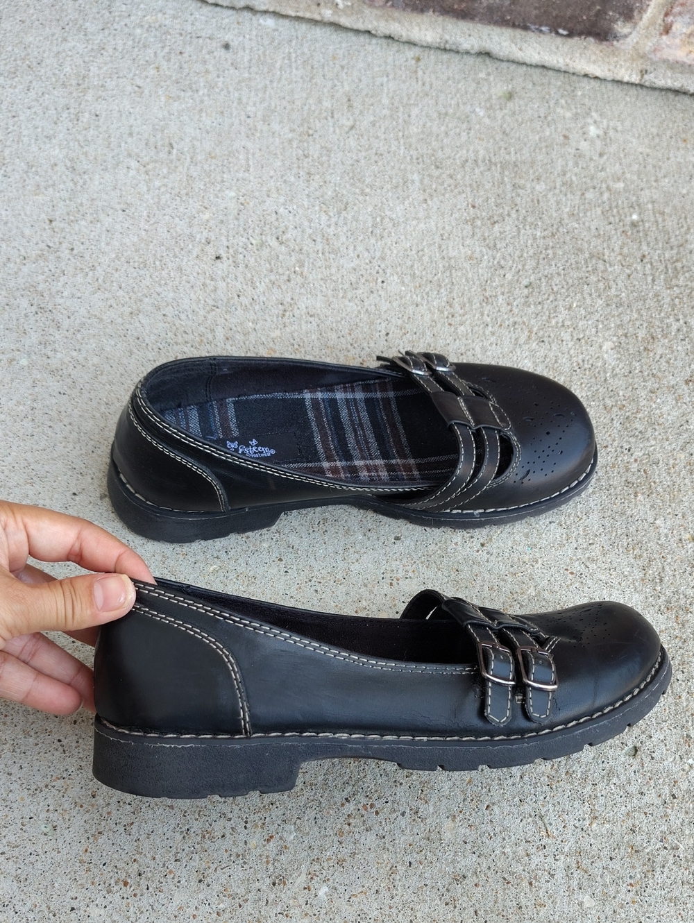 Vintage Self Esteem Plaid Mary Jane Chunky Heel Loafers Size 7.5 Y2K Grunge - Picture 12 of 16
